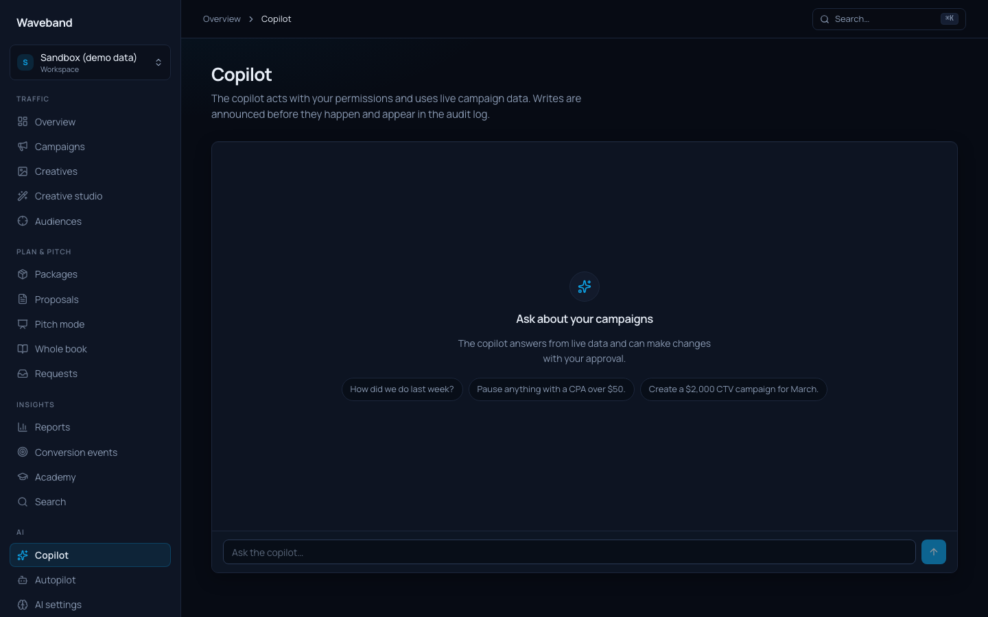 Copilot chat interface